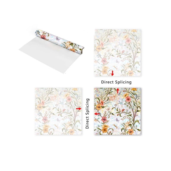 JoyMoreHome Flowers Window Sticker Window Clings Double Sided Static Anti-Collision Glass Decor for Living Room Kitchen Windows Bathroom Doors