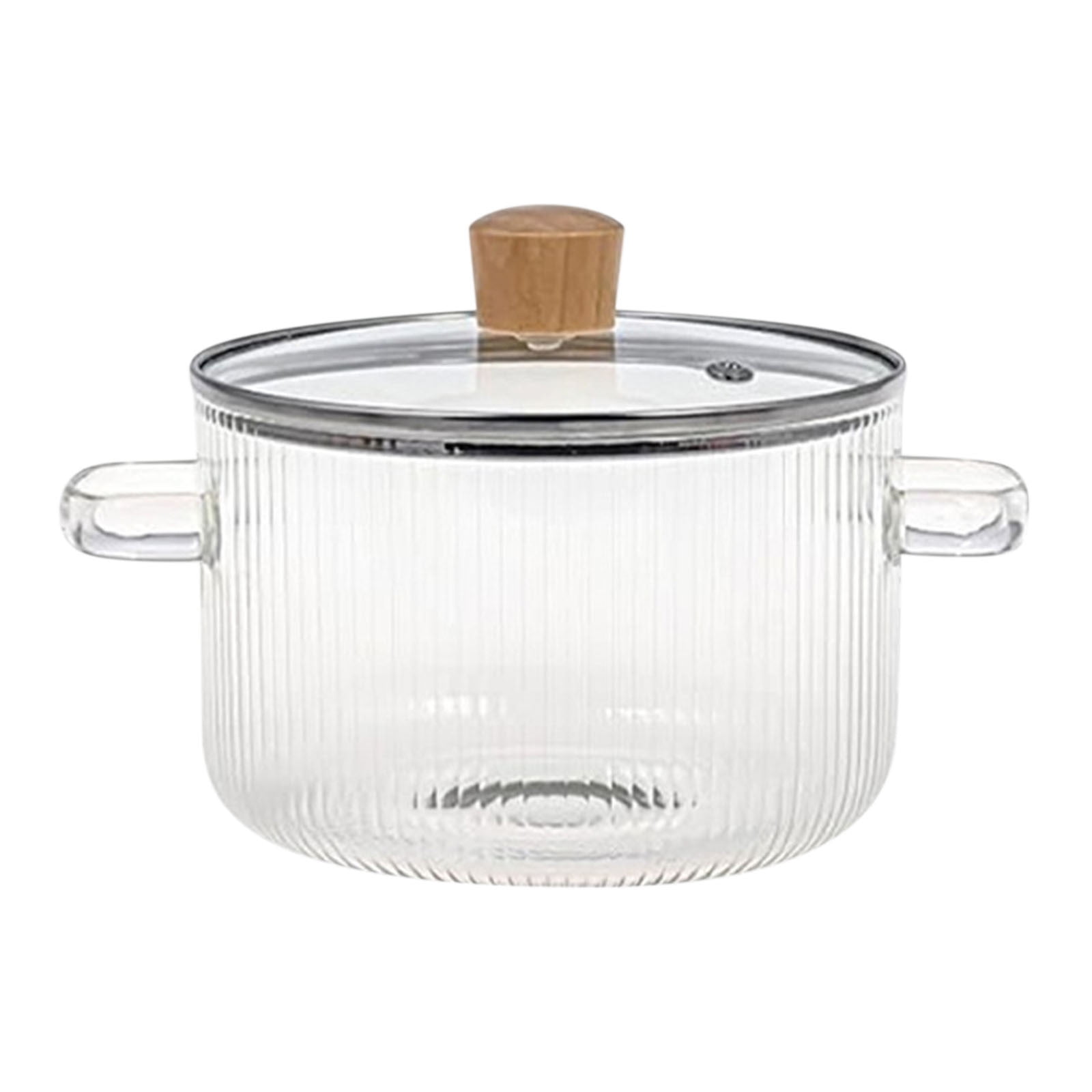 JoyMoreHome Glass Simmer Pot, Clear Borosilicate Glass Cooking Pot for Stove-Top, Clear Heat Resistant Glass Saucepan with Handle for Stove Food, Soup, Milk Dishwasher-Safe