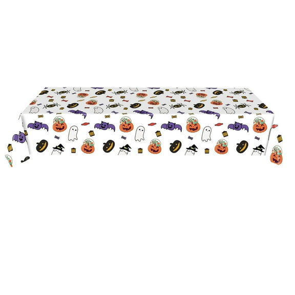 JoyMoreHome Halloween Disposable Tablecloths 108x54 Inch Rectangle Table Cover Colorful Disposable Tablecloths Decor for Halloween Party Supplies Indoor Outdoor