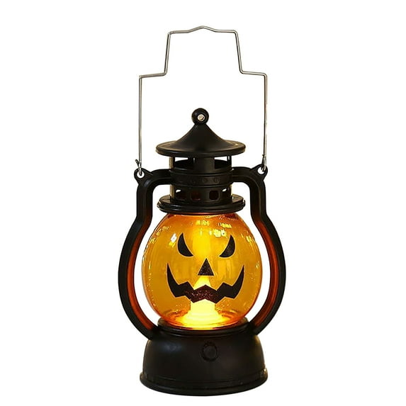 JoyMoreHome Halloween Lantern with LED Candle Pumpkin Lantern Decorations,Hanging Lantern Table Centerpiece Portable Light up Lantern Party Decor for Indoor Outdoor