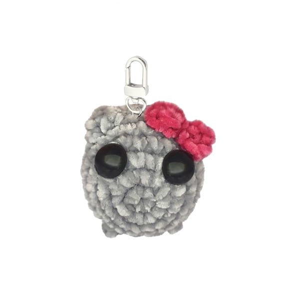 JoyMoreHome Hamster Meme Bow Keychain with Sound Adorable Hand-Knitted Sad Hamster Plush Doll for Women Birthday