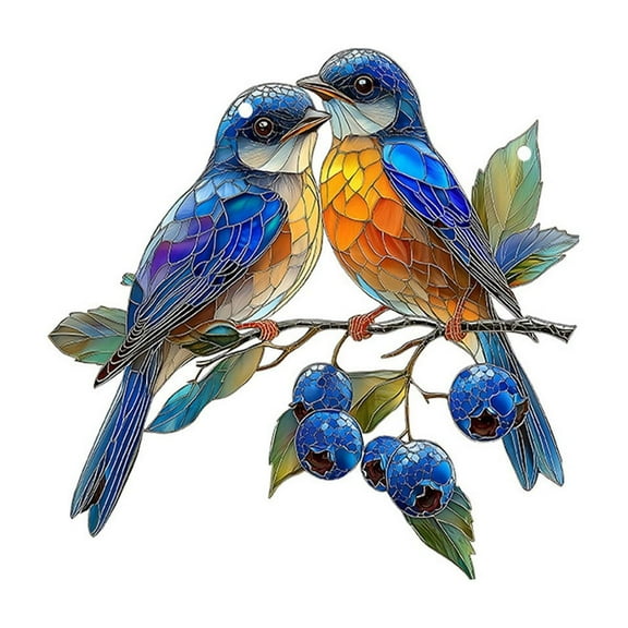 JoyMoreHome Hummingbird Stained Glass Window Hangings, Birds Stained Glass Decorations,Bird Suncatcher for Window Decor Gifts for Mom,Bird Lovers