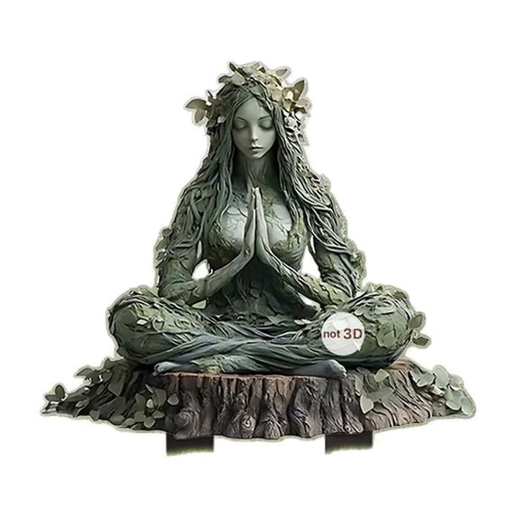 JoyMoreHome Mother Earth Gaia Sitting Lotucs Pose Acrylic Figurine Painted Bronze Finish Outdoor courtyard decoration with decorative floor ornaments and handicrafts