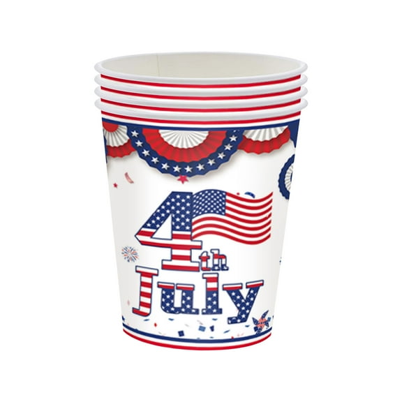 JoyMoreHome Retro Independence Day Tableware Set, 4th of July Plates and Napkins for American Memorial Day Decorations, Stars and Stripes Pattern Patriotic Party Supplies, Serves 24