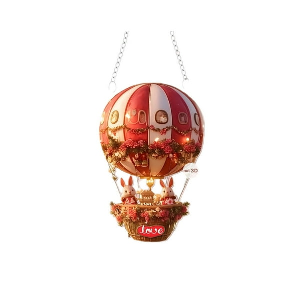 JoyMoreHome Romantic Bunny & Hot Air Balloon Pendant - Valentine's Day Decorative Ornament