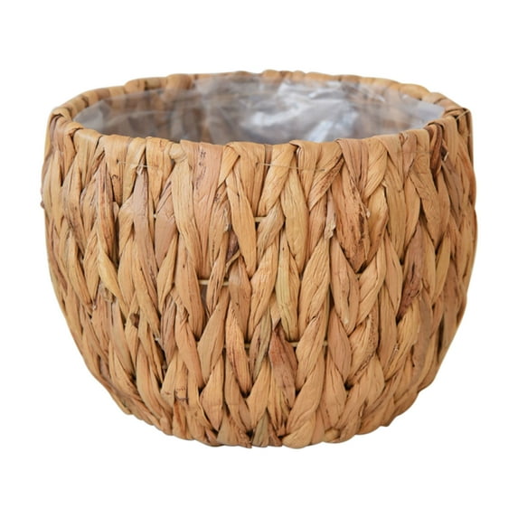 JoyMoreHome Seagrass Round Flower Pot Basket Planter with Plastic Liner Indoor