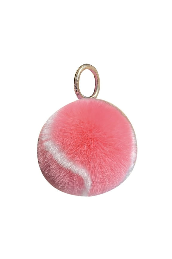 Soft Artificial Rabbit Fur Keychain Plush Ball Key Ring Cute Pom Pom Bag Charm for Women