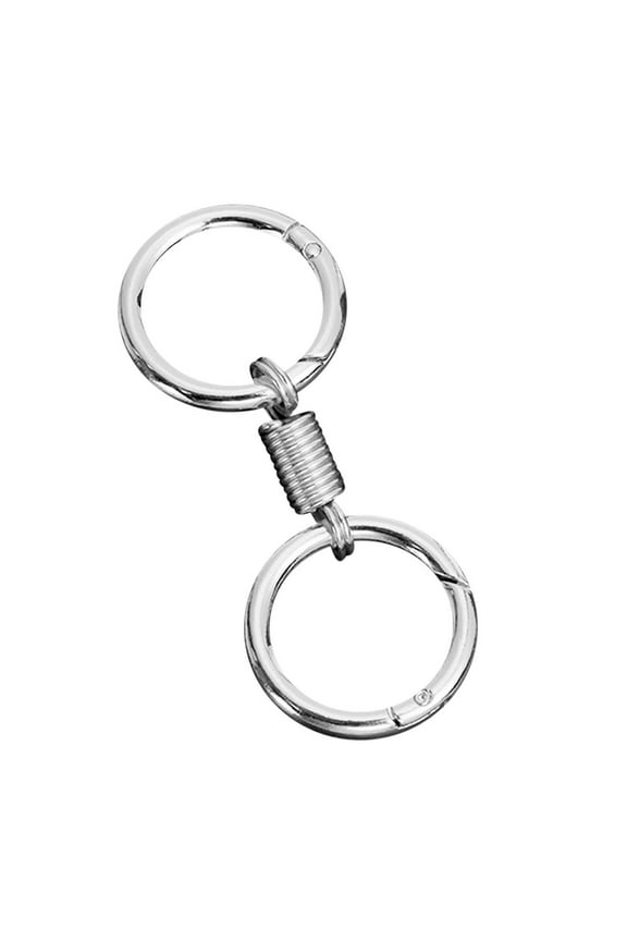 Spring Double Ring Keychain, Nordic Retro Keychain Ring Detachable Key Clip Heavy Duty Dual Split Key Ring Zinc Alloy Dual Key Ring Holder Spring Shaped Key Accessories