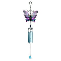 JoyMoreHome Stained Glass Butterfly Wind Chime - Handcrafted Iron Wind Chimes for Outdoor & Indoor Decor, for Home, Garden, Patio, Yard, or Window Decoration