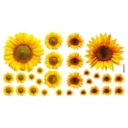JoyMoreHome Sunflower Wall Stickers Decals, Removable Self Adhesive Sunflower Yellow Flowers Decal Waterproof Wall Decor for Kitchen Bathroom Bedroom