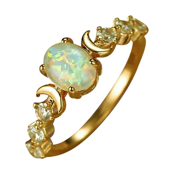 JoyMoreHome Triple Moon Rings Moon Phase Rings for Women Oval Moonstone Inlay Western Boho Gemstone Ring Jewelry Gift for Women