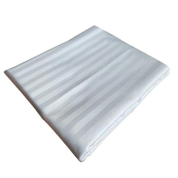 JoyMoreHome Cotton Flat Sheet Striped Satin-White Cotton Top Sheet 90.55x98.43 Inch, Wrinkle, Fade, Stain Resistant