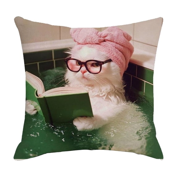 JoyMoreHome Cute Funny Cat Pattern Throw Pillow Cover with Hidden Zipper, 18x18 Inch Soft Durable Pillowcase for Livingroom, Sofa, Bedroom, Office
