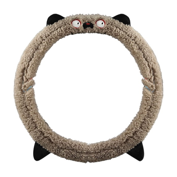 JoyMoreHome Cute Plush Car Steering Wheel Cover with Small Ear, Soft Fluffy Non-Slip Steering Wheel Protector Cover