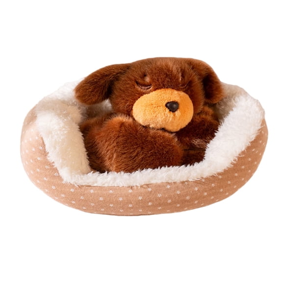 JoyMoreHome Cute Sleeping Animal Ornament, Cute Plush Simulation Animal with Small Bed, Gift for Friends and Families, Tabletop Decor for Office, Livingroom, Bedroom