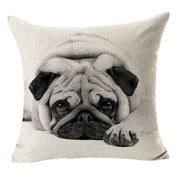 JoyMoreHome Cute Small Dog Pattern Linen Cushion Cover, 17.7x17.7 Inch Multifunctional Soft Throw Pillow Cover, for Sofa, Livingroom, Bedroom, Office