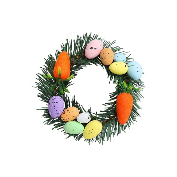 JoyMoreHome Easter Egg Wreath, Diameter 5.5 Inch Carrot Easter Egg Wreath, Easy to Hang, Durable Decoraitve Wreath, for Festival Party, Wall, Door