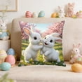 thumbnail image 1 of JoyMoreHome Easter Faux Embroidery Plush Bunny Printed Throw Pillow Cover, 17.7x17.7 Inch Cute Pattern Cushion Cover, for Easter Party, Car, Office, Sofa, Bed, 1 of 6