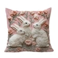 thumbnail image 1 of JoyMoreHome Easter Faux Embroidery Plush Bunny Printed Throw Pillow Cover, 17.7x17.7 Inch Cute Pattern Cushion Cover, for Easter Party, Car, Office, Sofa, Bed, 1 of 6