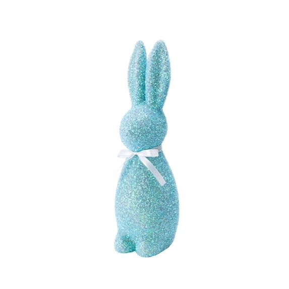 JoyMoreHome Easter Flocked Bunny Decoration, Spring Mini Foam Rabbit with Bow, for Easter Party, Tabletop, Farmhouse, Livingroom