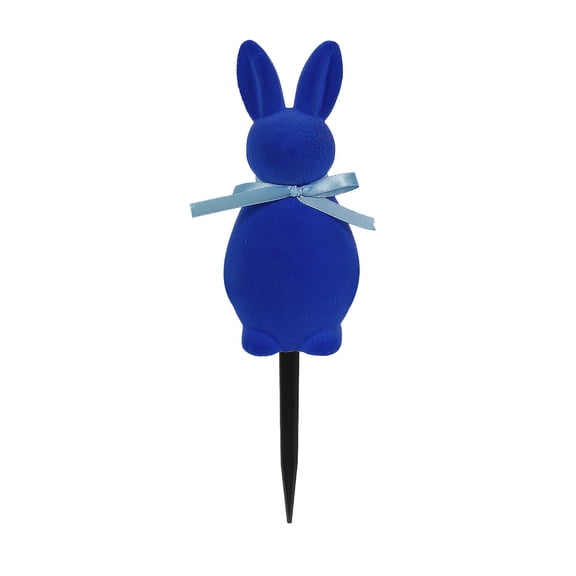 JoyMoreHome Easter Flocked Bunny Stakes, Cute Holiday Theme Rabbit Ornament with Bow for Easter Party, Garden, Yard, Porch