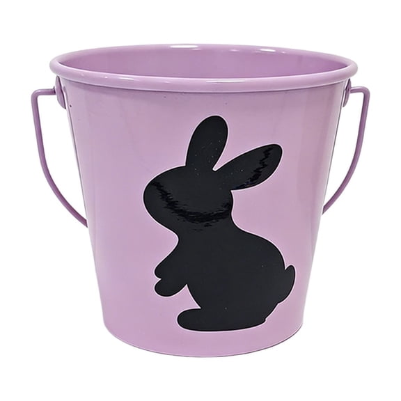 JoyMoreHome Easter Metal Storage Bucket, Durable Hand Bucket with Handle, Candy, Snacks, Easter Egg and Gift Storage Supplies, for Easter Party, Birthday Gathering
