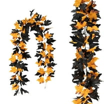 JoyMoreHome Fall Pumpkin Maple Leaves Garland, Artificial Autumn Foliage Hanging Vine for Thanksgiving, Halloween, Home, Fireplace, Home Party, Hanging Decor