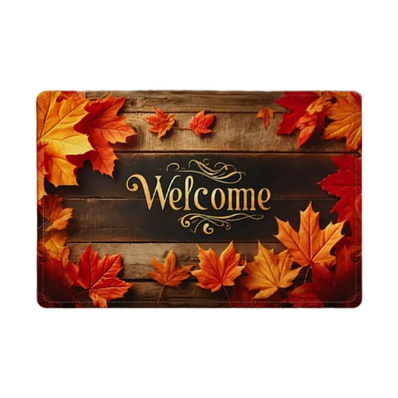 JoyMoreHome Fall Welcome Mat, 16x24 Inch Maple Leaves Door Mats, Decorative Indoor Outdoor Non Slip Entryway Rug, Halloween Thanksgiving Doormat Decor