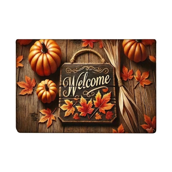 JoyMoreHome Fall Welcome Mat, 20x32 Inch Maple Leaves Door Mats, Decorative Indoor Outdoor Non Slip Entryway Rug, Halloween Thanksgiving Doormat Decor