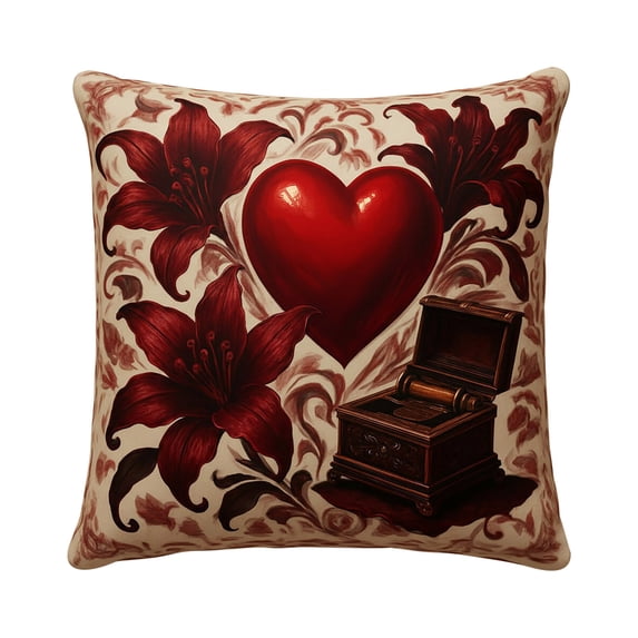 JoyMoreHome Flower and Heart Pattern Printed Throw Pillow Cover, 17.7X17.7 Inch Multifunctional Soft Cushion Cover Decor, for Car, Office, Livingroom, Bedroom, Sofa