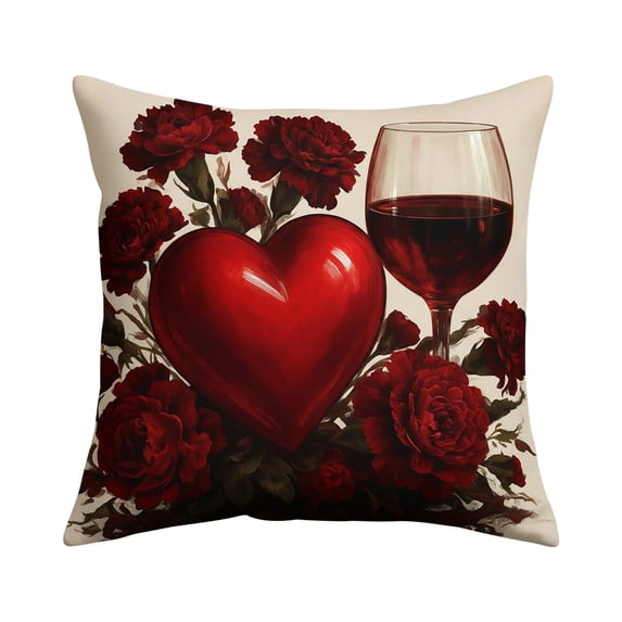 JoyMoreHome Flower and Heart Pattern Printed Throw Pillow Cover, 17.7X17.7 Inch Multifunctional Soft Cushion Cover Decor, for Car, Office, Livingroom, Bedroom, Sofa