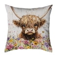 thumbnail image 1 of JoyMoreHome Funny Highland Cow Printed Throw Pillow Cover, Easy to Clean, Soft Decorative Pillowcase for Livingroom, Sofa, Bed, Bedroom, 1 of 6