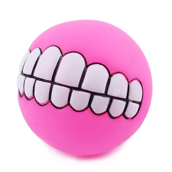 JoyMoreHome Funny Teeth Pattern Balls, Chew Toy Squeaky Sound Bite Resistant Dogs Training Toys