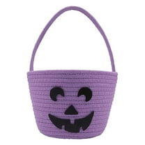 JoyMoreHome Halloween Basket, Trick or Treat Candy Bucket, Woven Boo Spooky Ghost Basket with Handle, Halloween Party Decorations Supplies