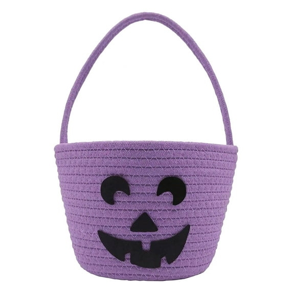 JoyMoreHome Halloween Basket, Trick or Treat Candy Bucket, Woven Boo Spooky Ghost Basket with Handle, Halloween Party Decorations Supplies