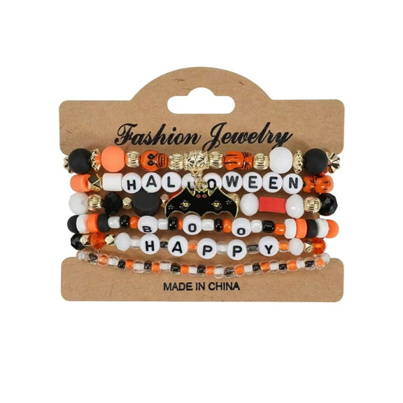 JoyMoreHome Halloween Bracelets, Halloween Theme Beaded Stackable Stretchy Bracelet, Halloween Decorative Bracelet