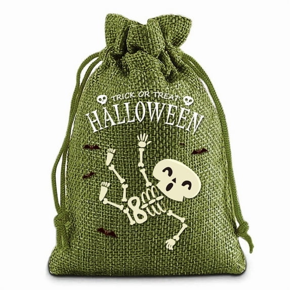 JoyMoreHome Halloween Burlap Drawstring Gift Bags, Trick or Treat Candy Pouches for Halloween Party, Home Gathering