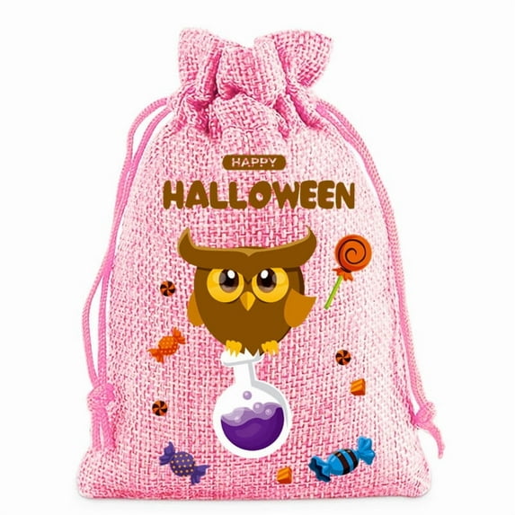 JoyMoreHome Halloween Burlap Drawstring Gift Bags, Trick or Treat Candy Pouches for Halloween Party, Home Gathering
