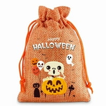 JoyMoreHome Halloween Burlap Drawstring Gift Bags, Trick or Treat Candy Pouches for Halloween Party, Home Gathering