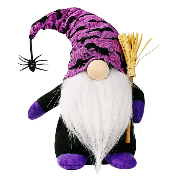 JoyMoreHome Halloween Decorations Plush Doll, Tabletop Witch Costume Elf Doll Gifts, Halloween Festival Decor with Bat and Spider Elements
