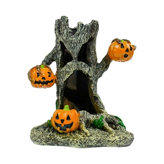JoyMoreHome Halloween Hteme Fish Tank Resin Decor, Pumpkin Tree Stump Decoration for Fish Tank, Tabletop