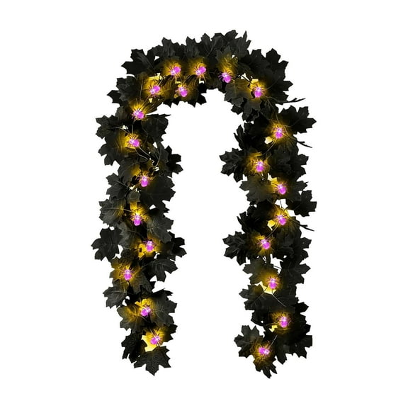 JoyMoreHome Halloween Maple Leaves String Light Decorative Garland, Artificial Hanging Fall Leave Vine, for Home Door Fireplace, Holiday Party, Hanging Decoration