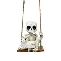 JoyMoreHome Halloween Resin Skeleton Swing Ornament, Hanging Decor for Tree Wall Garden Door, Spooky Fun Festival Decor Prop