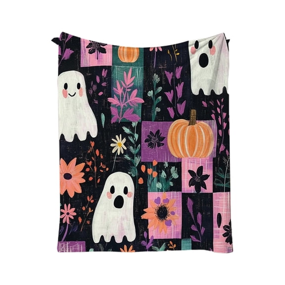JoyMoreHome Halloween Skull Pumpkin Printed Blanket, Soft Cozy Flannel Throw Blanket, for Sofa Bed Bedroom Livingroom Holiday Party