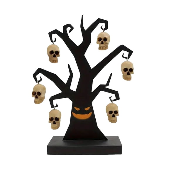 JoyMoreHome Halloween Skull Tree Sculpture Ornament, Halloween Tabletop Decoration for Holiday Party, Home Gathering, Tabletop