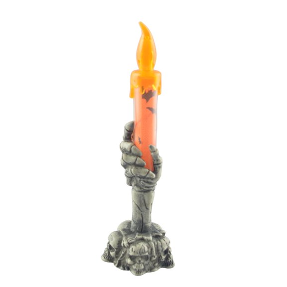 JoyMoreHome Halloween Taper Flameless Candles with Ghost Hand Candlesticks , Battery Operated Taper Candles with Holder, for Halloween Party Home Decor