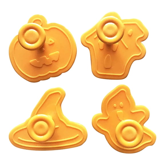 JoyMoreHome Halloween Themed Embossed Molds, Set of 4 Shapes for Cutting Decorations & Direct Embossing, for Cookies, Fondant, Cake, Pancake