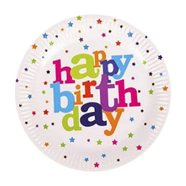 JoyMoreHome Happy Birthday Party Plates and Napkins Birthday Party Supplies Colorful Tablecloth Paper Cup Disposable Tableware Set