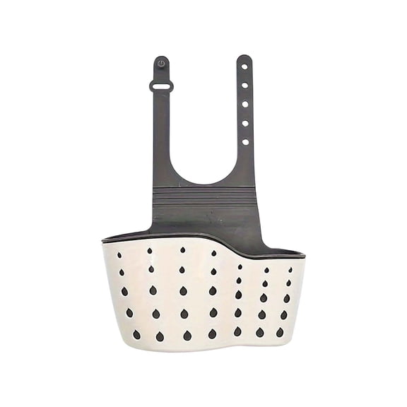 JoyMoreHome Kitchen Sink Sponge Holder, Plastic Soap Holder, Hanging Drain Basket with Drain Holes and Ajustable Strap