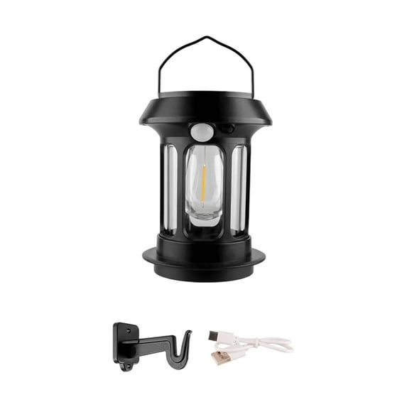 JoyMoreHome LED Solar Vintage Camping Lantern, Portable Wall Light Fixtures Motion Sensor Light Battery Rechargeable Sconces Outdoor Waterproof Hanging Yard Garden Emergency Power Outage